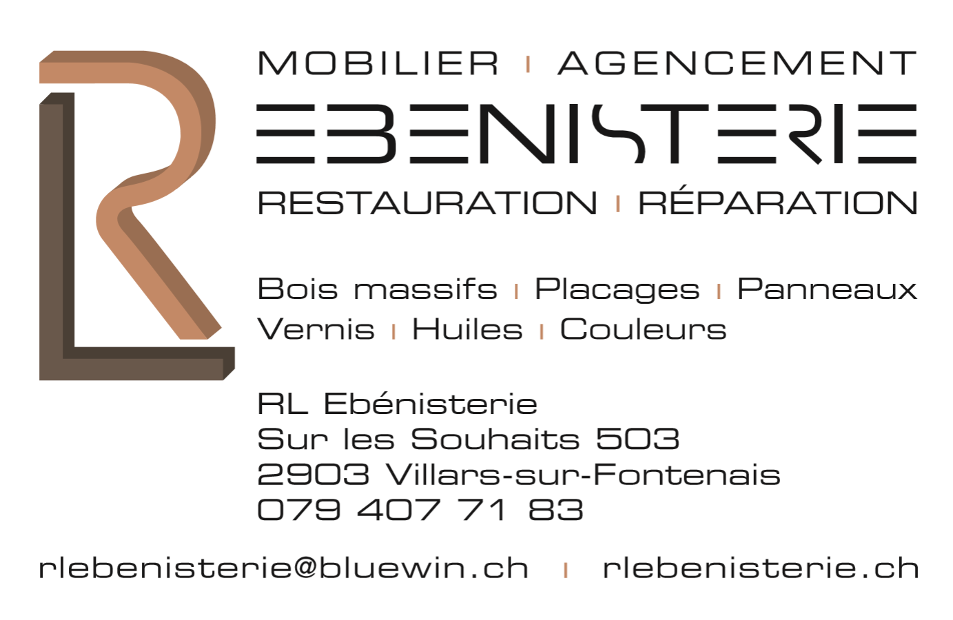 Carte de visite RL Ebénisterie Carte de visite RL Ebénisterie